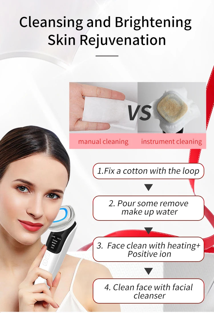 4 in 1 Microcurrent Facial Massager LED Photon Anti Aging Face Eye and Neck Skin Care Tool EMS Face Toning Face Lift Device