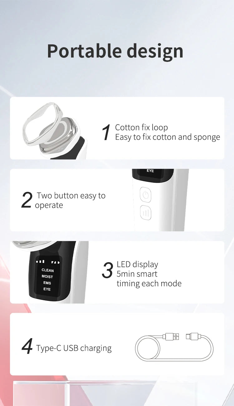 4 in 1 Microcurrent Facial Massager LED Photon Anti Aging Face Eye and Neck Skin Care Tool EMS Face Toning Face Lift Device