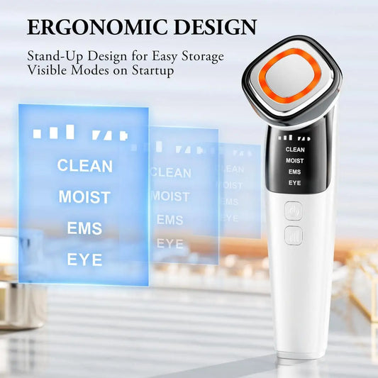 4 in 1 Microcurrent Facial Massager LED Photon Anti Aging Face Eye and Neck Skin Care Tool EMS Face Toning Face Lift Device